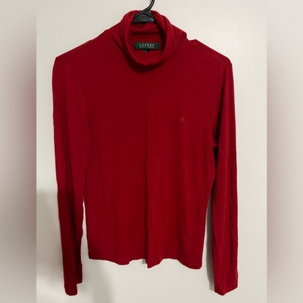Lauren Ralph Lauren Red‎ Logo Turtleneck Long Sleeve Tee